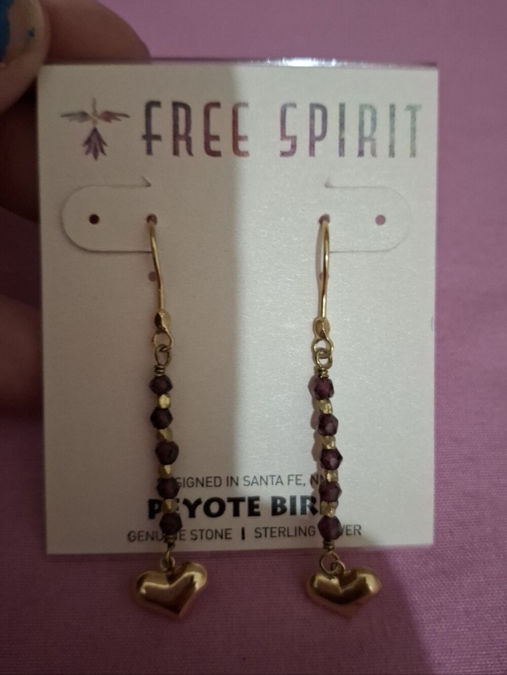 Peyote Bird Sterling Silver Beaded Heart Earrings